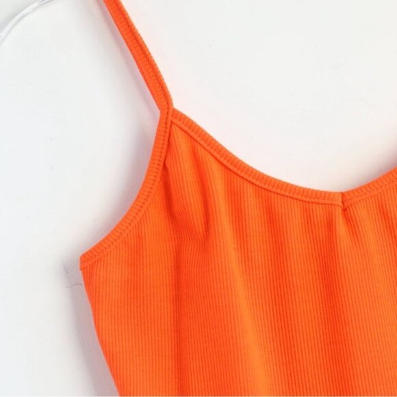 NWOT Shein Ribbed Crop Tank top camisole new orange S cotton Small summer bright - Picture 3 of 4